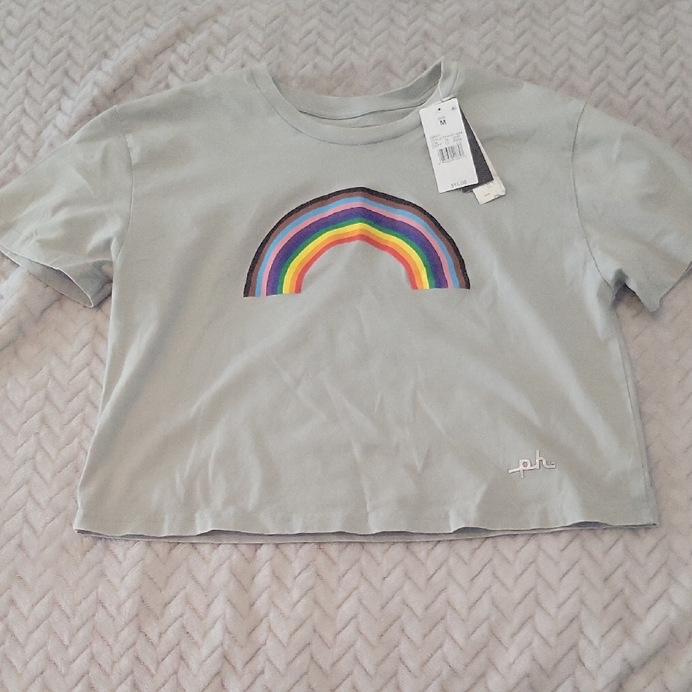The Phluid Project Gray Short Sleeve Tee with Rainbow Design